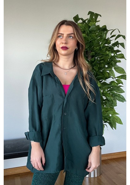 Yeni Sezon Kaliteli Şık Yumuşak Dokulu Uzun Kollu Basic Oversize Kadın Gömlek