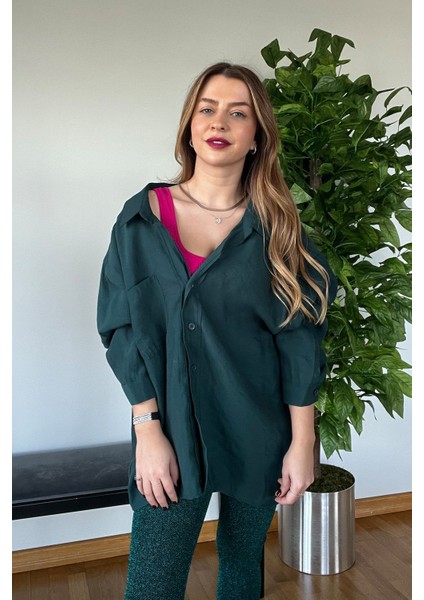 Yeni Sezon Kaliteli Şık Yumuşak Dokulu Uzun Kollu Basic Oversize Kadın Gömlek indirimleri