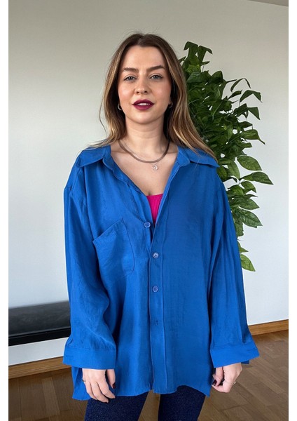 Yeni Sezon Kaliteli Şık Yumuşak Dokulu Uzun Kollu Basic Oversize Kadın Gömlek fiyatları
