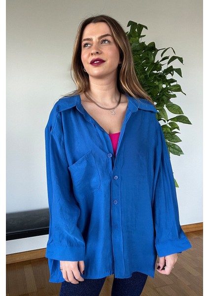 Yeni Sezon Kaliteli Şık Yumuşak Dokulu Uzun Kollu Basic Oversize Kadın Gömlek indirimleri