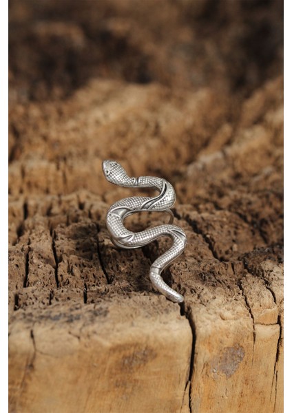 Otantik Yılan Tasarımlı Ayarlamalı Kadın Yüzük
