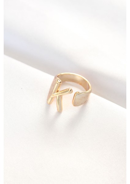 K Harfli Altın Renk Ayarlanabilir Yüzük fiyatları