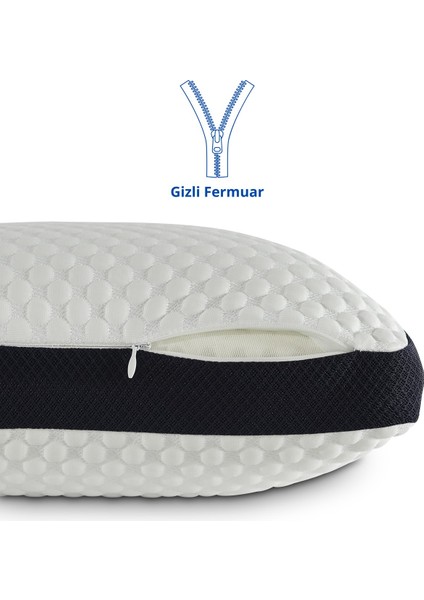 Cooler Kılıflı Visco Visko Delikli Bütün Sünger Yastık 60X40X14 cm 1250 gr Omuz/boyun Destekli modelleri