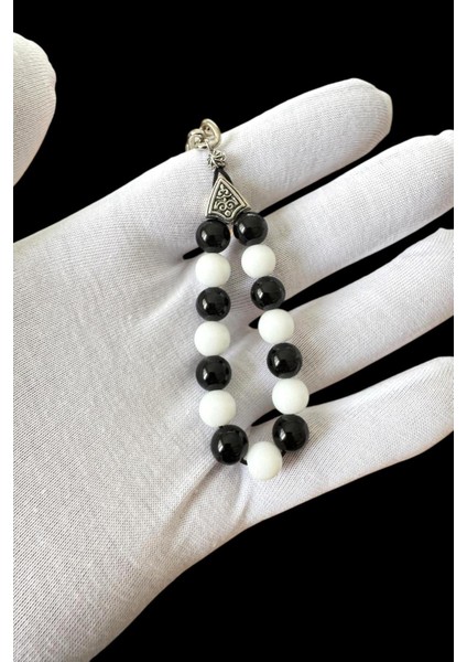 Siyah-Beyaz Oniks&ceyt Doğaltaşlı Taraftar Anahtarlık fiyatları