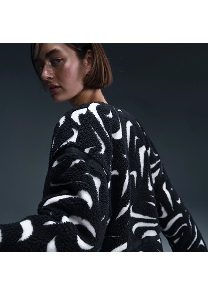 Sportswear Cozy Long-Haired All-Over Swoosh Logo Lined Loose Full-Zip Kadın CEKET-FV8025-010