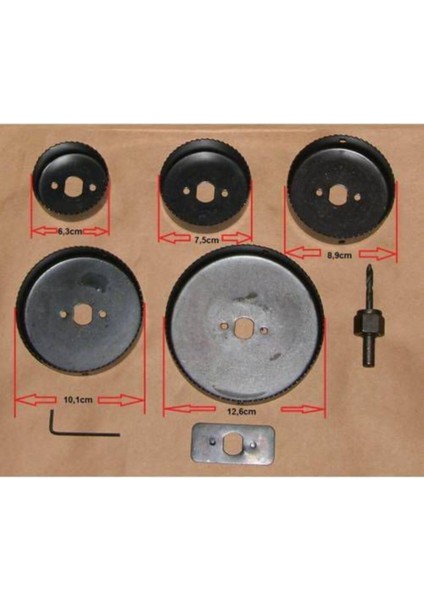 8 Parça Büyük Boy Ahşap Buat Kartonpiyer Alçıpan Delik Açma Oyuk Açma Stoktan Panç Seti modelleri