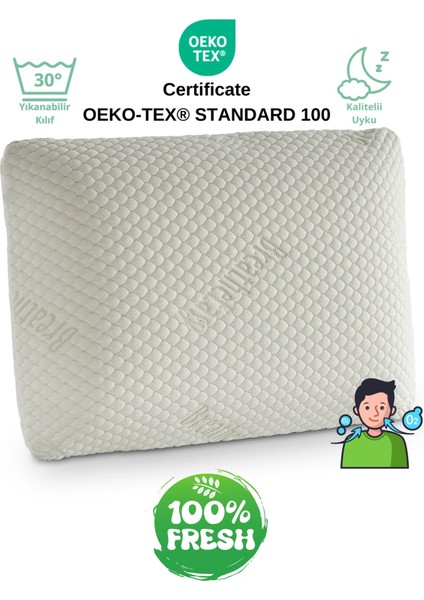 Breathe Easy Mentol Kılıflı Visco Visko Delikli Bütün Yastık 60X40CM 1150GR Omuz/boyun Destekli