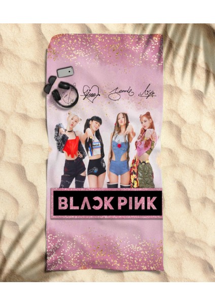Black Pink Pembe Temalı Plaj Havlusu