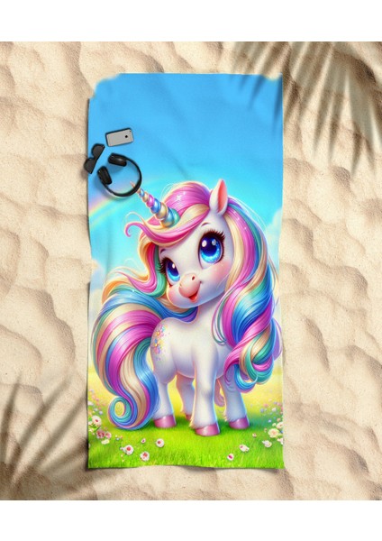 Unicorn Temalı Plaj Havlusu