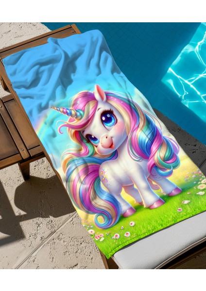 Unicorn Temalı Plaj Havlusu