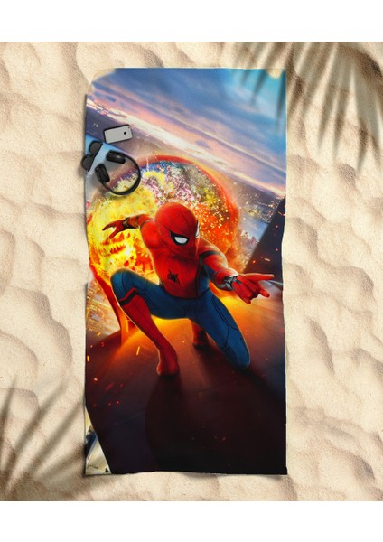 Spiderman Alev Temalı Plaj Havlusu