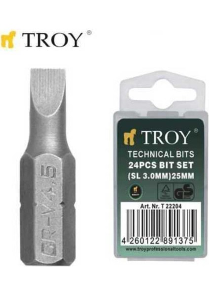 22205 Bits Uç Seti (Düz 4.0X25MM. 24 Adet)