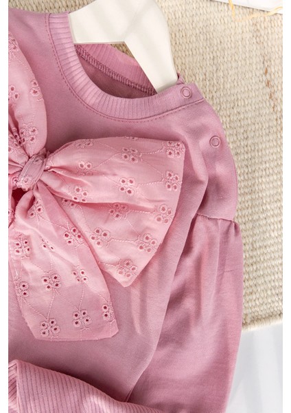 Fiyonklu 100% Pamuk 2'li Kız Bebek Takım Pembe fırsatları