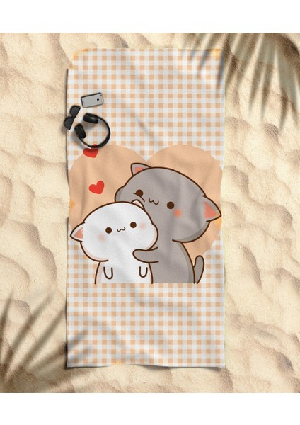 Bubu Dudu Krem Temalı Plaj Havlusu