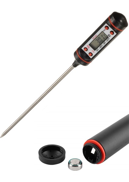 Mutfak Termometresi Gıda Sıvı ve Katı Isı Ölçer Sıcak ve Soğuk Ölçer Dijital Ekran Pilli