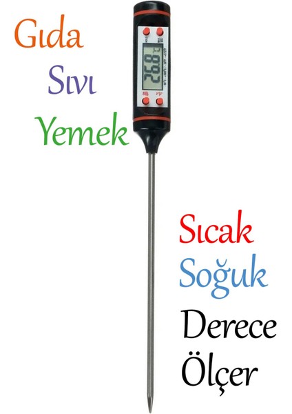 Mutfak Termometresi Gıda Sıvı ve Katı Isı Ölçer Sıcak ve Soğuk Ölçer Dijital Ekran Pilli indirimleri