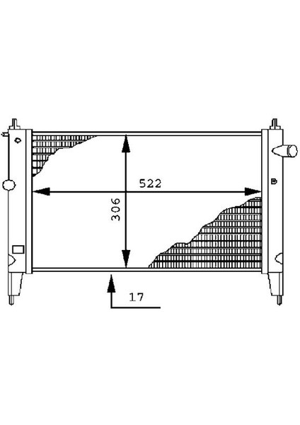 Radyatör Astra F 1.4ı-1.6ı Klimasız Mek 522X306X17 1300112-90469375-1300154-1300140