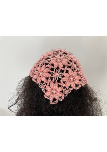 Çiçek Desenli Boncuklu Bağlamalı Saç Bandana Çiçekli Toka modelleri