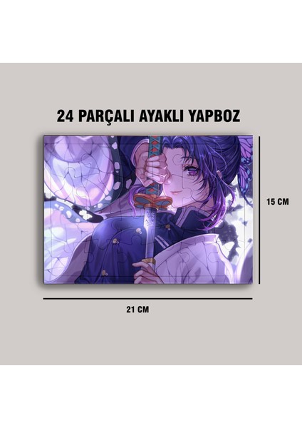 Demon Slayer Shinobu Kocho Çerçeve Puzzle - A5 - 24 Parçalı Ayaklı Yapboz