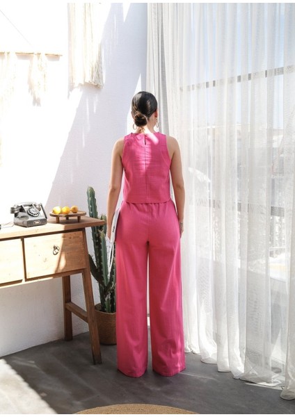 Keten Bluz ve Pantolon Iki̇li̇ Takim