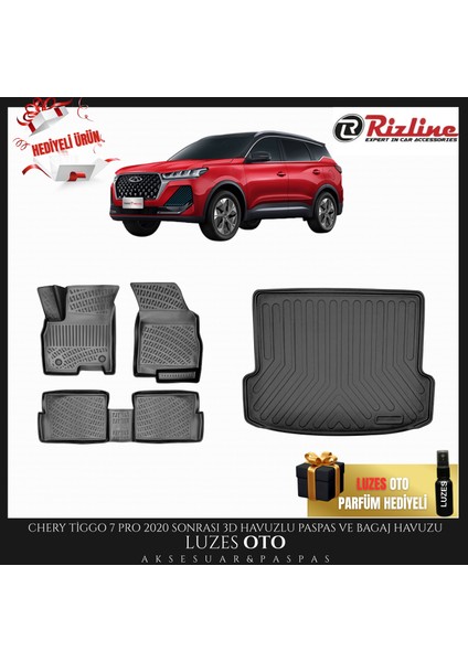 Chery Tiggo 7 Pro 3D Havuzlu Paspas ve Bagaj Havuzu 2021 Model Uyumlu