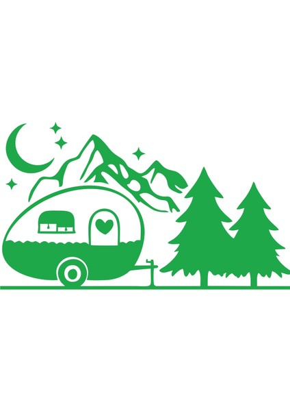 Karavan Dağlar Sticker 17X17 cm Yeşil