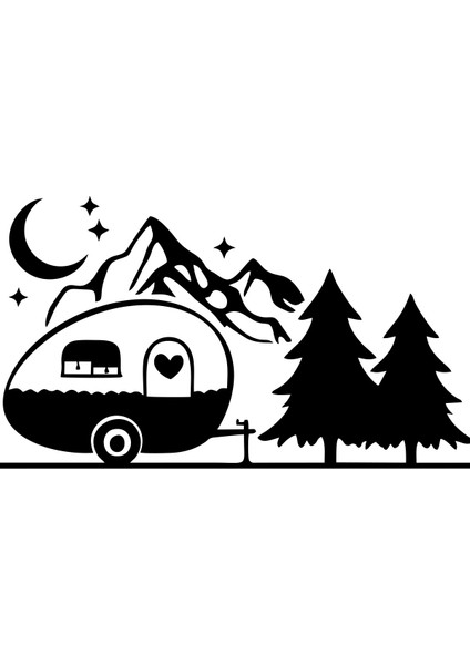 Karavan Dağlar Sticker 17X17 cm Siyah