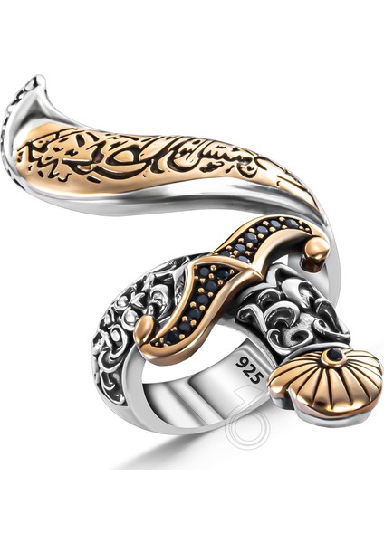 925 Ayar Gümüş Islam Usta Gökpusat Model Kılıç Tasarım Erkek Yüzük fiyatları