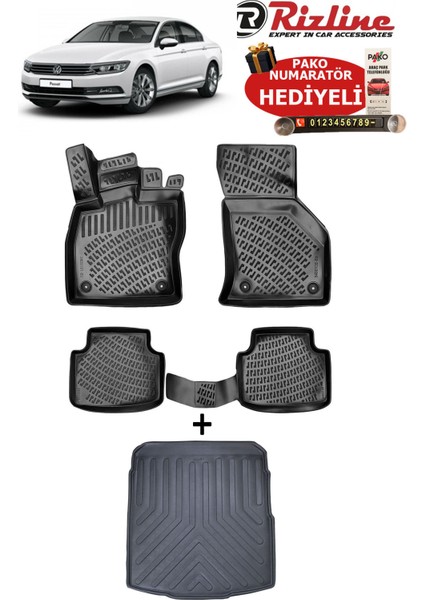 Volkswagen Passat B8 2015-2023 Havuzlu Paspas ve Bagaj Havuzu Seti