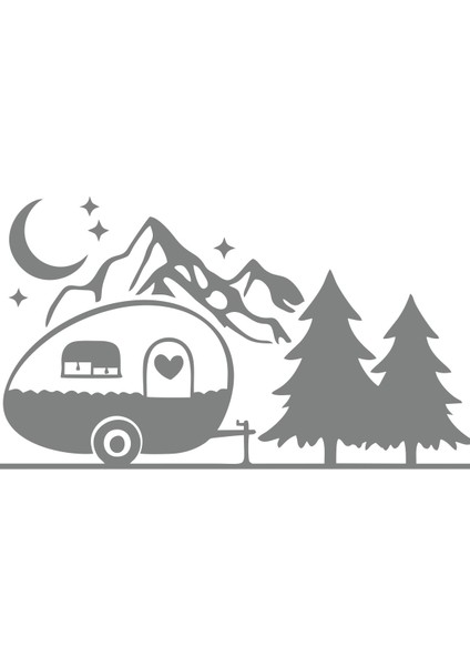 Karavan Dağlar Sticker 17X17 cm Gri