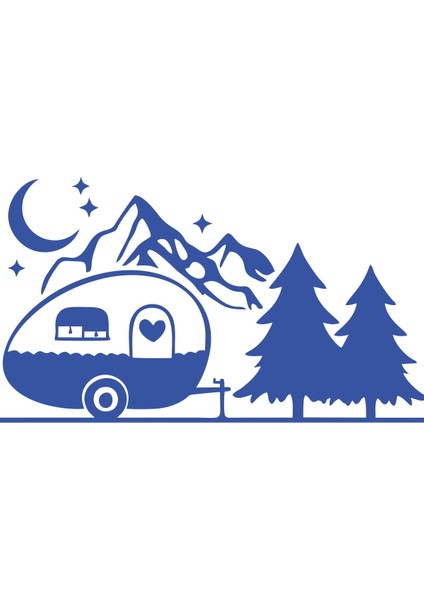 Karavan Dağlar Sticker 17X17 cm Mavi