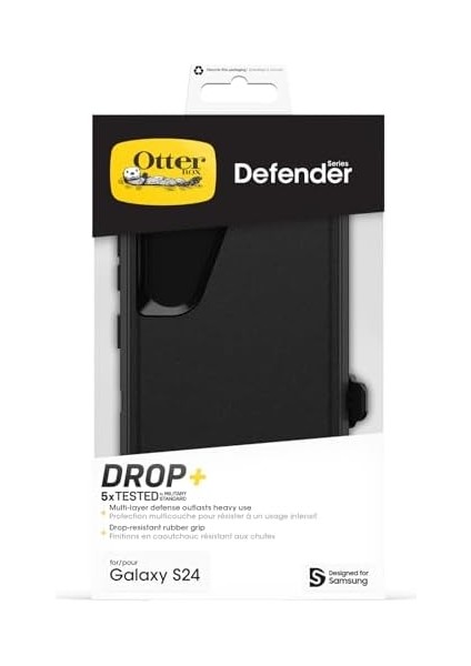 Defender Samsung Galaxy S24 Için Kılıf, Darbeye Dayanıklı, Düşmeye Dayanıklı, Ultra Sağlam, Koruyucu Kılıf, Askeri Standartlara Göre 5 x Test Edilmiştir, Siyah