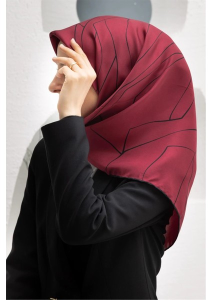 Twill Ipek Eşarp Bordo, Siyah