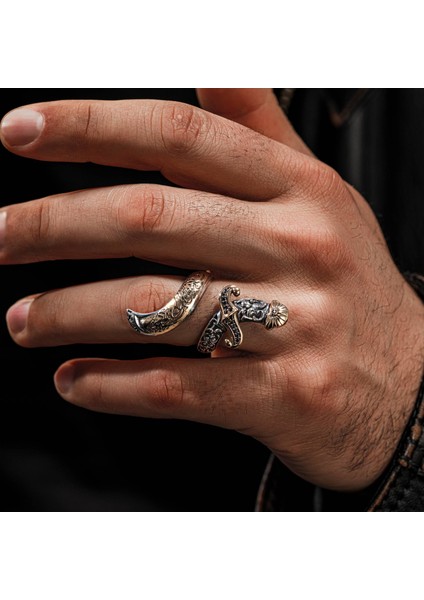 925 Ayar Gümüş Islam Usta Gökpusat Model Kılıç Tasarım Erkek Yüzük modelleri