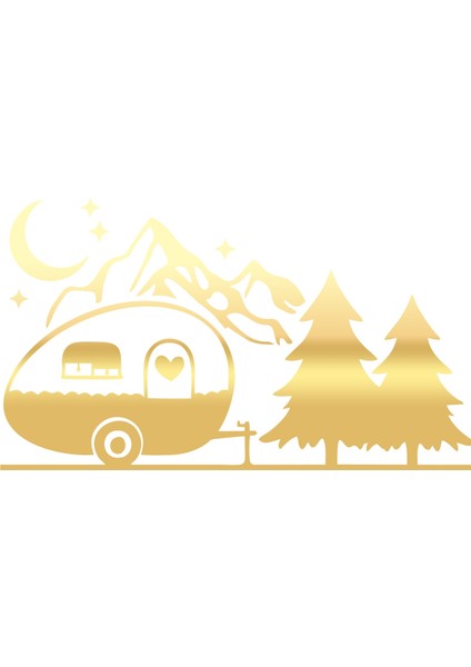 Karavan Dağlar Sticker 17X17 cm Gold