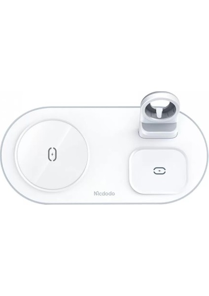 CH-7062 3in1 15W Type-C Çoklu Magsafe Tws Kulaklık -Watch-Telefon Dock Şarj Unitesi Beyaz