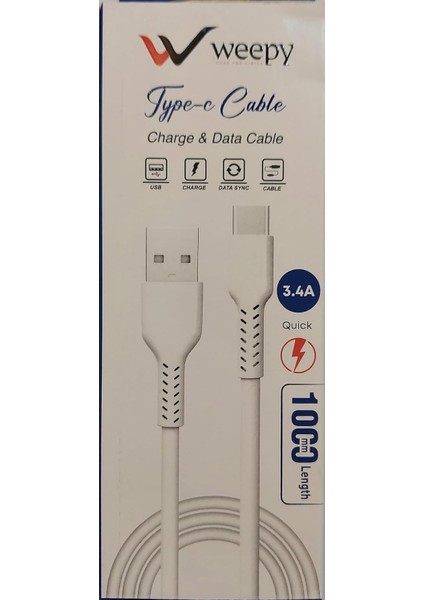 3.4A Type-C Şarj Kablosu