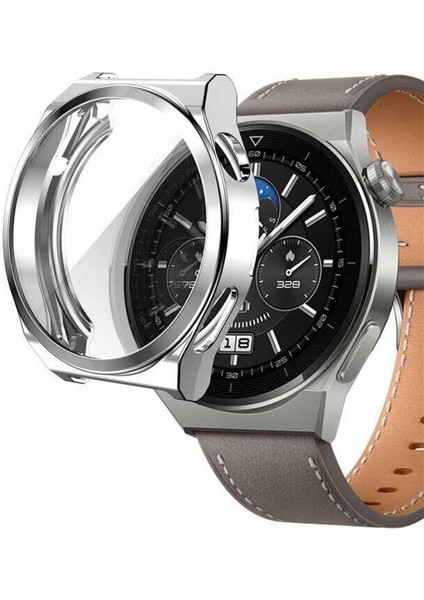 Huawei Watch Gt 3 Pro 46MM Titanyum Için Kılıf 360 Full Round Soft Silicone Gümüş [watch Gt3 Pro 46MM Titanyum ile Uyumlu Kılıf - Gümüş]