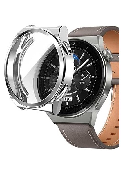 Huawei Watch Gt 3 Pro 46MM Titanyum Için Kılıf 360 Full Round Soft Silicone Gümüş [watch Gt3 Pro 46MM Titanyum ile Uyumlu Kılıf - Gümüş]