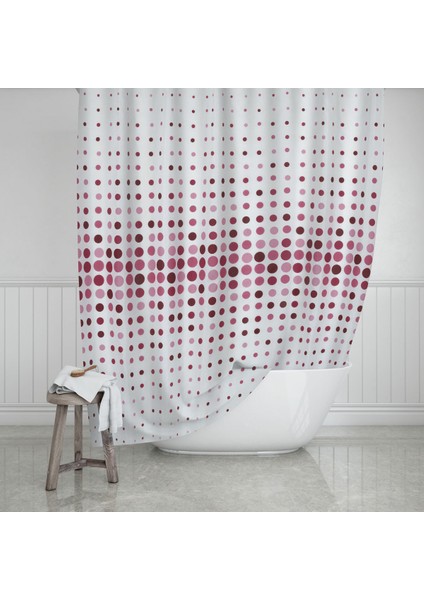 Banyo Perdesi 2x110x200 Çift Kanat Duş Perdesi Halka Hediyeli Duşakabin Perdesi 4961 Pembe