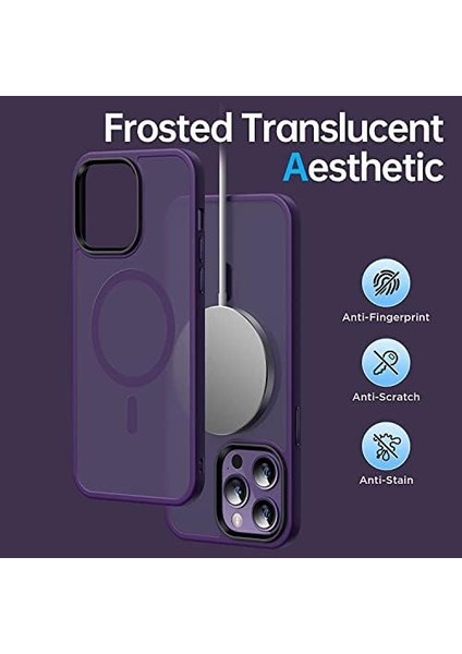 Iphone 14 Pro Için Magsafe ile Uyumlu Kenarları Silikon Arkası Parmak Izi Bırakmayan Mat Polikarbonat Fusion Kılıf (Fusion - Mor)