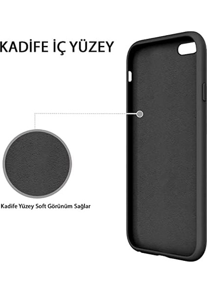 Giyim & Aksesuar iphone 6 / 6s Içi Kadife Lansman Silikon Kılıf Şok Emici Full Kasa Koruma Sağlayan Kılıf - Liquid Silicone Case Compatible With iPhone 6 / 6s Gel Rubber Full Body Protection Cover Case (Siyah)
