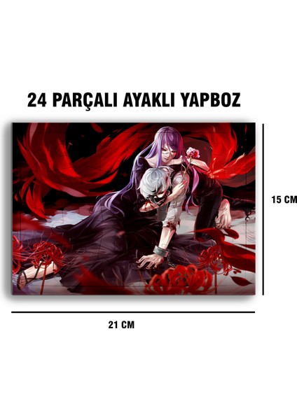 Tokyo Ghoul Kaneki Ken - Rize Kamishiro Çerçeve Puzzle - A5 - 24 Parçalı Ayaklı Yapboz