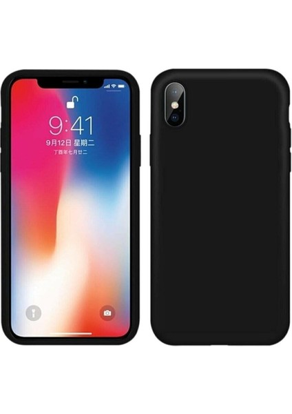 Fayda Apple Iphone X/xs Içi Kadife Lansman Silikon Kılıf Şok Emici Full Kasa Koruma Sağlayan Kılıf - Liquid Silicone Case Compatible With iPhone x / Xs Gel Rubber Full Body Protection Cover Case Drop Protection Case (Siyah)