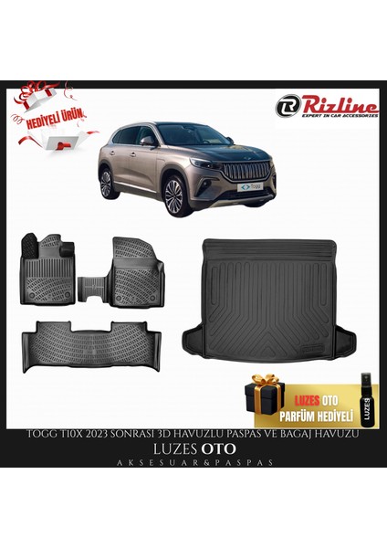 Togg T10X 3D Havuzlu Paspas ve Bagaj Havuzu 2023 Model Uyumlu