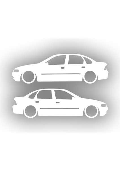 Basık Opel Vectra Sticker 17X17 cm Beyaz