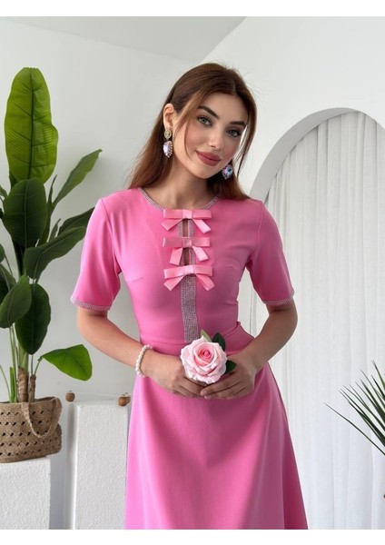 Wera Taşlı Fiyonk Detaylı Elbise