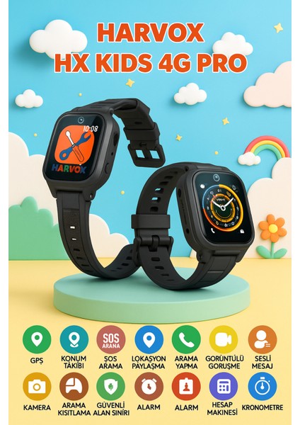 Hx Kids 4g Pro Sim Kartlı Harvox Akıllı Çocuk Saati Gps Konum Takibi Arama Konuşma 4g Destekli