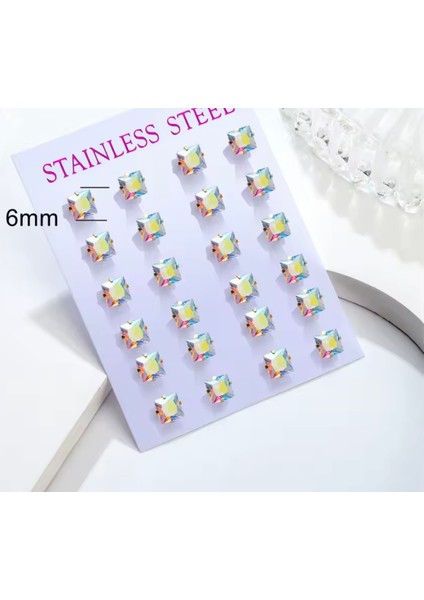 Kristal Görünümlü Çelik Küpe