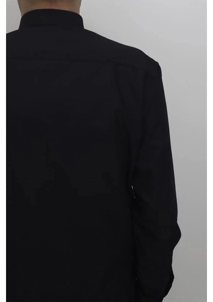 Fistan Store Erkek Siyah Düz Klasik Kesim Rahat Kalıp Tek Cepli Uzun Kollu Battal Yazlık Gömlek fırsatları